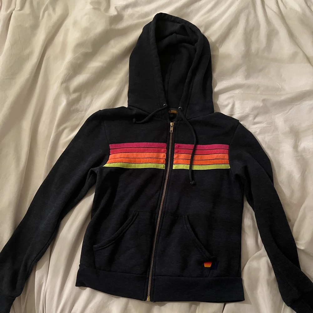 AVIATOR NATION NAVY WITH NEON STRIPES SWEATSHIRT